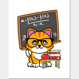 Funny Orange Cat is teaching Posters and Art